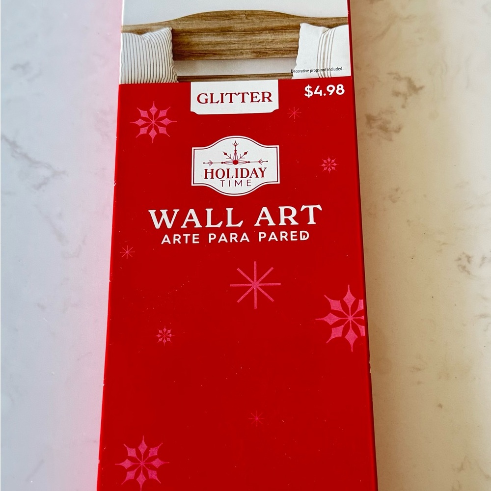 Holiday Time Joyful Red Glitter Wall Art